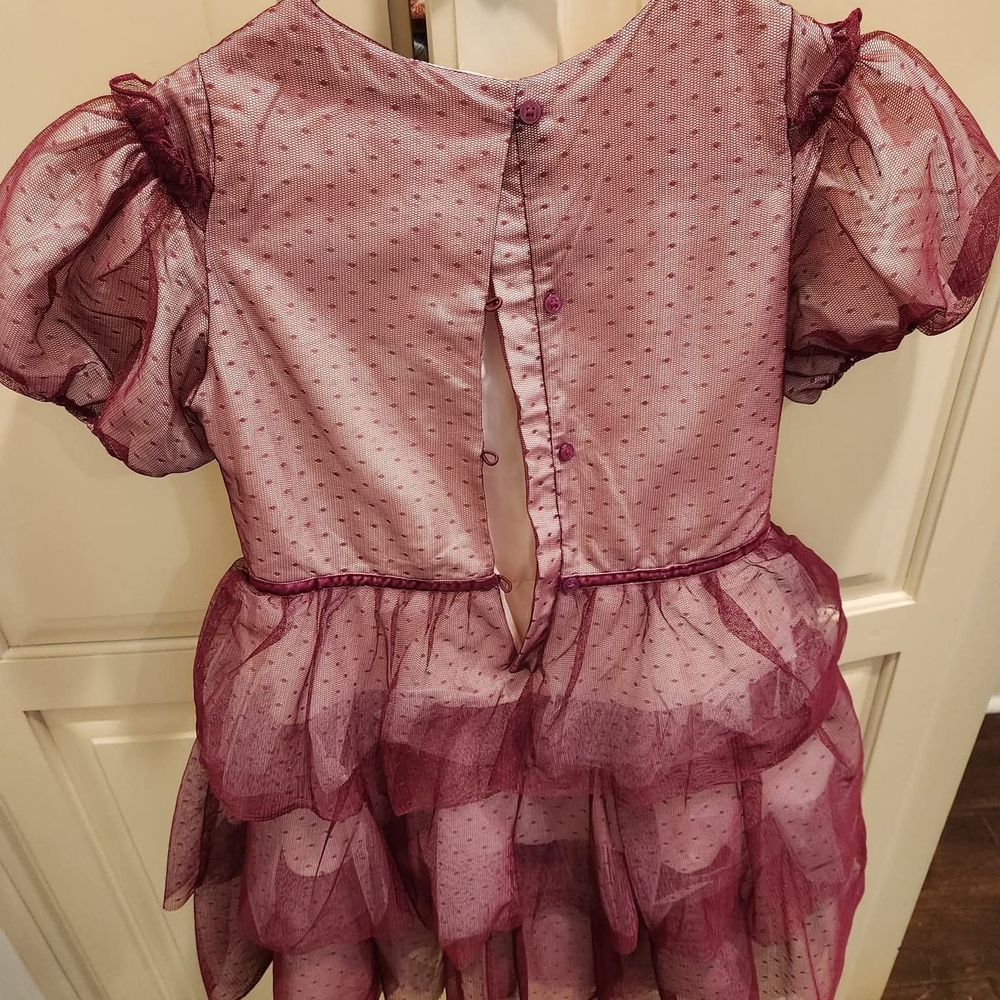 Janie and Jack Pink and Mauve Dance Dress with Puffy Sleeves and Layered Skirt